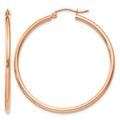14k Rose Gold 2x40mm Polished Lightweight Tube Hoop Earrings