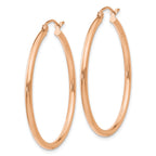 14k Rose Gold 2x35mm Polished Lightweight Tube Hoop Earrings