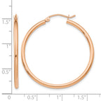 14k Rose Gold 2x35mm Polished Lightweight Tube Hoop Earrings