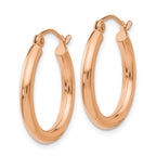 14k Rose Gold 2.5x20mm Polished Lightweight Tube Hoop Earrings