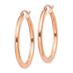 14k Rose Gold 2.5x30mm Polished Lightweight Tube Hoop Earrings