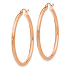 14k Rose Gold 2.5x40mm Polished Lightweight Tube Hoop Earrings