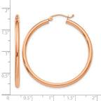 14k Rose Gold 2.5x40mm Polished Lightweight Tube Hoop Earrings