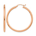 14k Rose Gold 2.5x40mm Polished Lightweight Tube Hoop Earrings