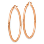 14k Rose Gold 2.5x45mm Polished Lightweight Tube Hoop Earrings