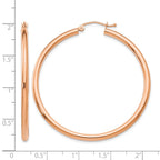 14k Rose Gold 2.5x45mm Polished Lightweight Tube Hoop Earrings