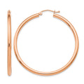 14k Rose Gold 2.5x45mm Polished Lightweight Tube Hoop Earrings