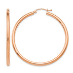 14k Rose Gold 2.5x45mm Polished Lightweight Tube Hoop Earrings