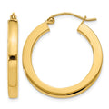 14k 3x25mm Polished Square Tube Hoop Earrings