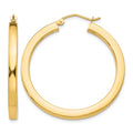 14k 3x35mm Polished Square Tube Hoop Earrings