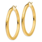 14k 3x40mm Polished Square Tube Hoop Earrings