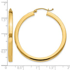 14k 3x40mm Polished Square Tube Hoop Earrings