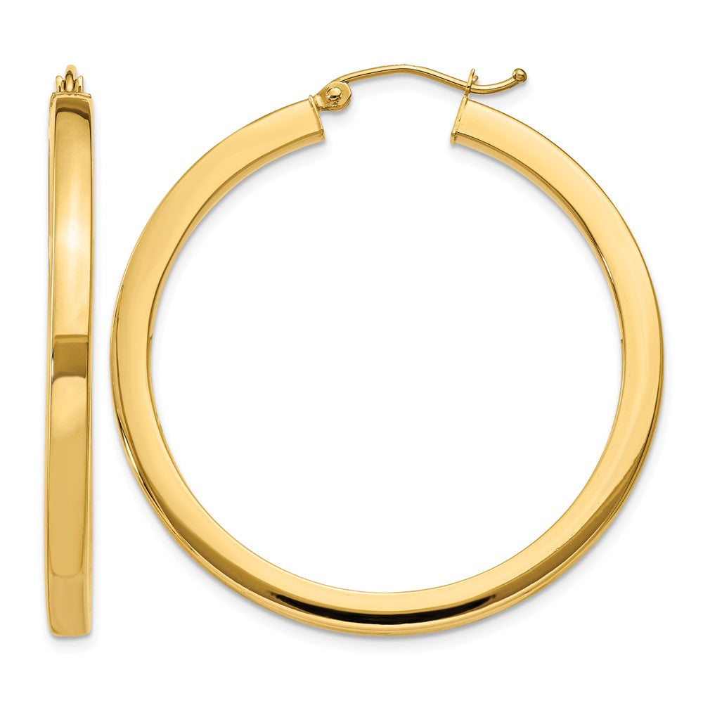 14k 3x40mm Polished Square Tube Hoop Earrings