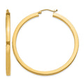 14k 3x50mm Polished Square Tube Hoop Earrings