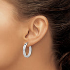 14k White Gold 4x25mm Polished Tube Hoop Earrings