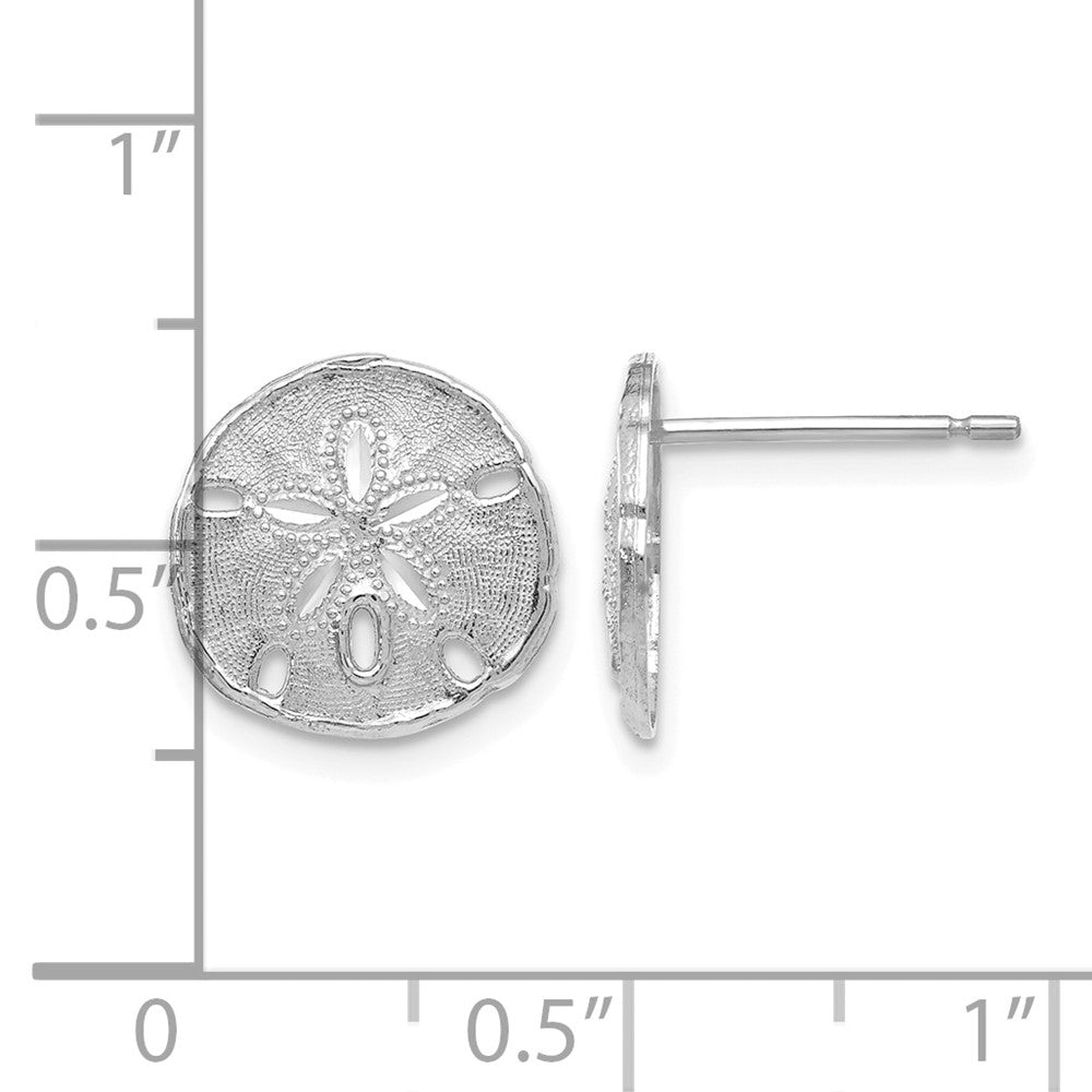 14k White Gold Sand Dollar Post Earrings