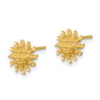14k Satin Diamond-cut Sun with Face Post Earrings