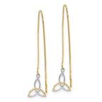 14k and White Rhodium Diamond-cut Box Chain with Celtic Knot Threader Earrings