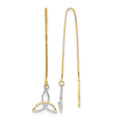 14k and White Rhodium Diamond-cut Box Chain with Celtic Knot Threader Earrings