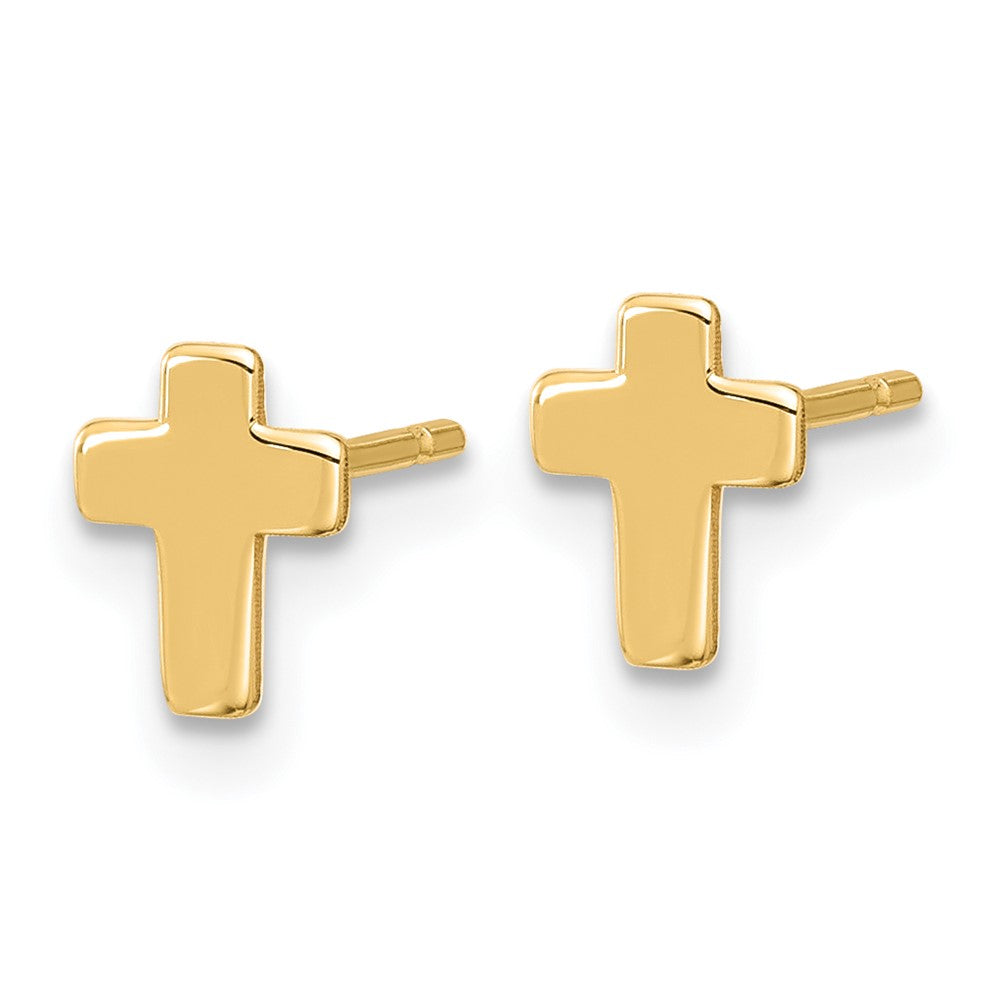 14k Polished Small Cross Post Earrings