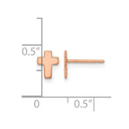 14k Rose Gold Polished Small Cross Post Earrings
