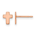 14k Rose Gold Polished Small Cross Post Earrings