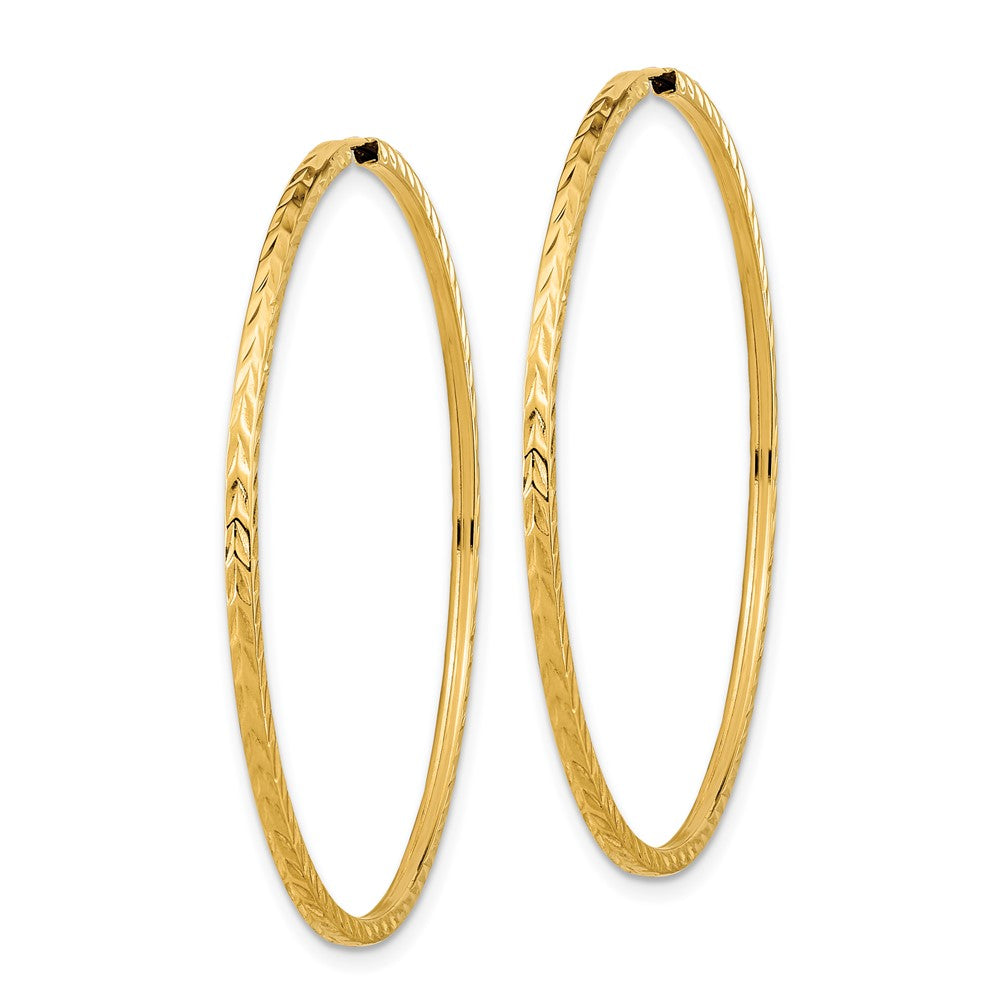 14k 1.35x45mm Diamond-cut Square-Tube Endless Hoop Earrings