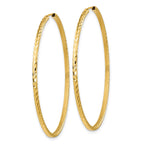 14k 1.35x50mm Diamond-cut Square-Tube Endless Hoop Earrings