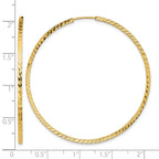 14k 1.35x50mm Diamond-cut Square-Tube Endless Hoop Earrings