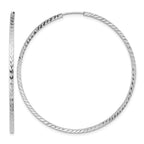 14k White Gold 1.35x50mm Diamond-cut Square-Tube Endless Hoop Earrings
