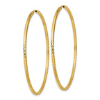14k 1.35x55mm Diamond-cut Square-Tube Endless Hoop Earrings