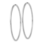 14k White Gold 1.35x55mm Diamond-cut Square-Tube Endless Hoop Earrings