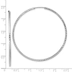 14k White Gold 1.35x55mm Diamond-cut Square-Tube Endless Hoop Earrings