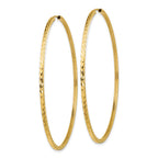 14k 1.35x60mm Diamond-cut Square-Tube Endless Hoop Earrings