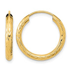 14k 3.00x20mm Polished Diamond-cut Endless Tube Hoop Earrings