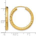 14k 3.00x25mm Polished Diamond-cut Endless Tube Hoop Earrings