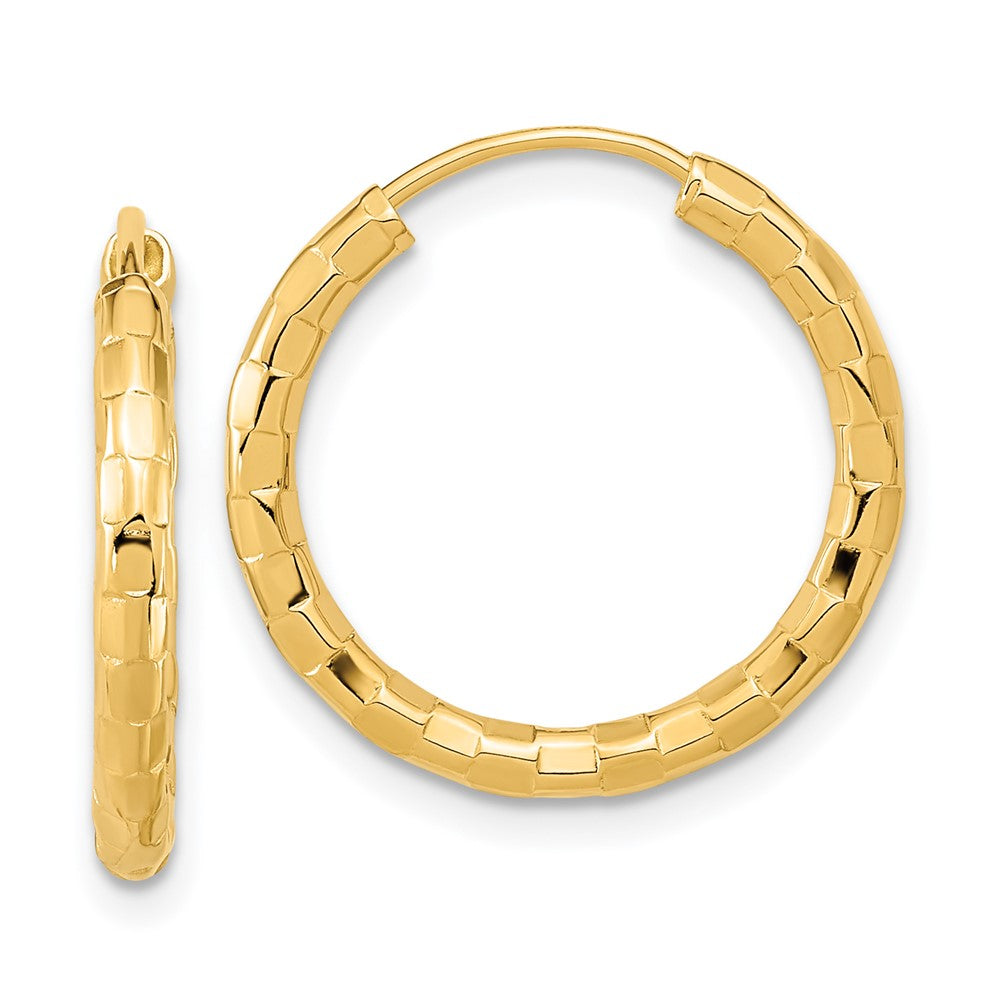 14k 2.5x20mm Polished Faceted Tube Hoop Earrings