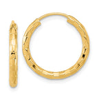 14k 2.5x20mm Polished Faceted Tube Hoop Earrings