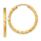 14k 2.5x25mm Polished Faceted Tube Hoop Earrings