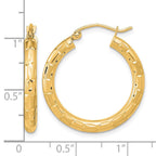 14k Polished Satin and Diamond-cut Hoop Earrings