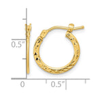 14k 1.00x15mm Polished Diamond-cut Tube Hoop Earrings
