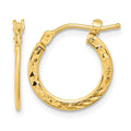 14k 1.00x15mm Polished Diamond-cut Tube Hoop Earrings