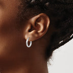 14k White Gold 2.75x12mm Round Tube Hoop Earrings