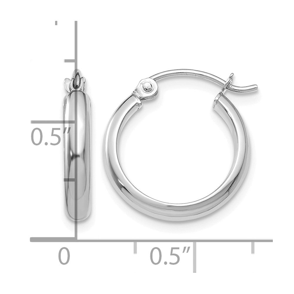 14k White Gold 2.75x12mm Round Tube Hoop Earrings