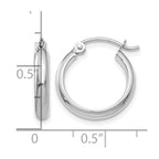 14k White Gold 2.75x12mm Round Tube Hoop Earrings
