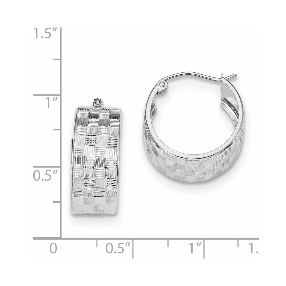 14k White Gold Diamond-cut Hoop Earrings