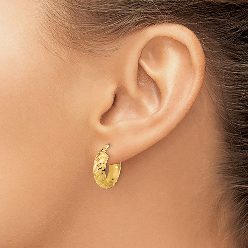 14k Polished Fancy Hoops
