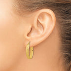 14k Polished Satin Diamond-cut Hoop Earrings