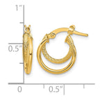 14K Polished Diamond-cut Hoop Earrings