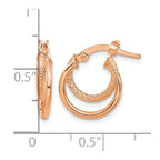 14K Rose Gold Polished Diamond-cut Hoop Earrings